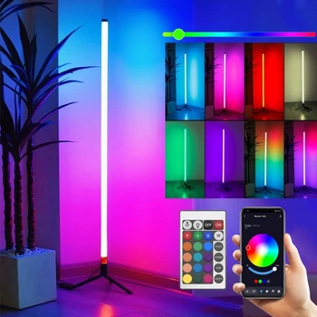 Умный RGB светодиодный угловой торшер, современный USB-светильник для ног, приложение для дистанционного управления, Прикроватный декор для гостиной, Регулируемое Освещение подставки