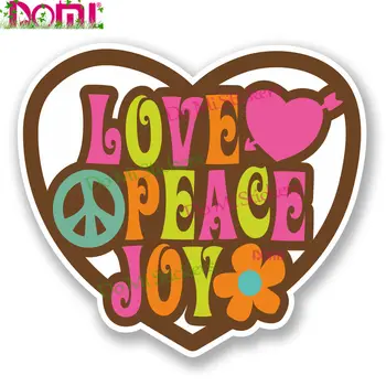 Виниловая наклейка Love Peace Joy, Наклейка для ноутбука, Цветок Хиппи, Фургон для кемпинга, Шлем для ноутбука, Наклейка на багажник, Холодильник, Высококачественный Солнцезащитный крем