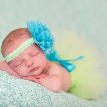 Нижняя юбка Яблочно-зеленая Пачка для новорожденных с повязкой на голову, юбка-пачка для новорожденных, реквизит для фотосъемки, подарок для душа на день рождения TS061