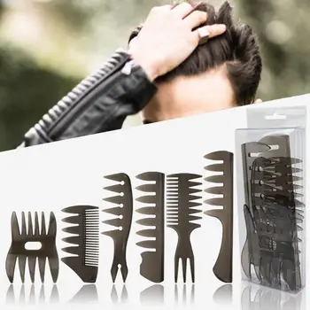 Набор расчески для волос для мужчин 6шт, Профессиональный парикмахерский Антистатический Инструмент для укладки в домашнем салоне, Широкая Расческа с широкими зубьями, Парикмахерский гребень