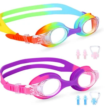 Детские очки для плавания, не протекающие, плавательные очки с двумя разрезами, удобный ремешок на голову для малышей, мальчиков и девочек