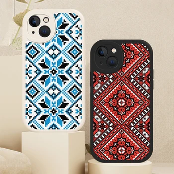 Чехол для телефона с украинским орнаментом для iPhone 13 12 11 14 Pro Max Mini 7 8 Plus X XS XR из овечьей кожи
