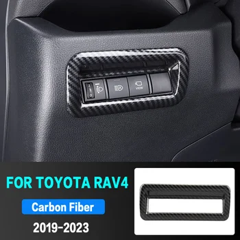 Кнопка Включения Автомобильных Фар Рамка Крышки Накладка Для Toyota RAV4 XA50 2019 2020 2021 2022 2023 ABS Аксессуары Для Интерьера Из Углеродного Волокна