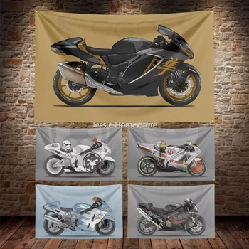 Флаг мотоцикла Suzuki размером 3x5 футов, баннер мото клуба с цифровой печатью из полиэстера