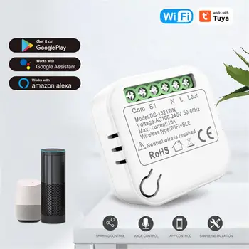 Tuya Smart Wifi Switch Module Без Нейтрали, 2-Полосное Реле Включения Света с Множественным Управлением, приложение Smart Life Работает с Alexa Home