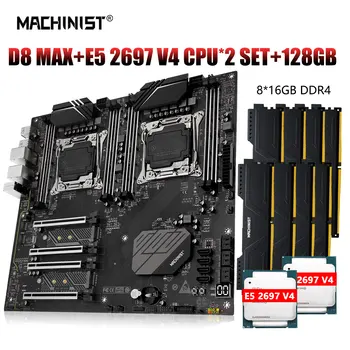 MACHINIST X99 Xeon Kit Комплект материнской платы LGA 2011-3 E5 2697 v4 Двухпроцессорный процессор ECC DDR4 8*16 ГБ оперативной памяти E-ATX M.2 NVME ssd D8 МА