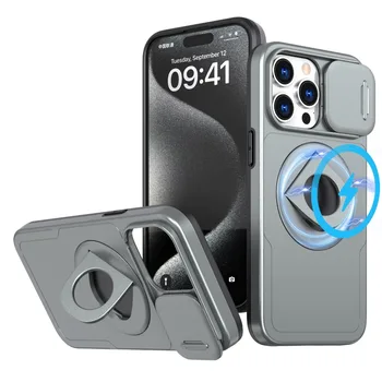 Магнитный Кронштейн Чехол Для Телефона iPhone 15 14 13 12 11 Pro Max XS X XR 7 8 Plus SE2022 Push Window Противоударный Защитный Чехол