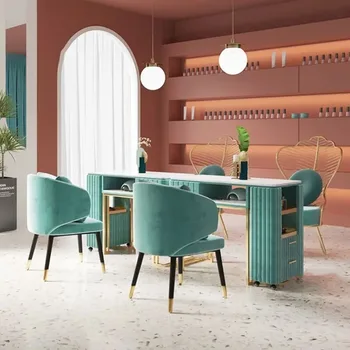 Маникюрные столы Nordic Light luxury Slate Профессиональный двойной маникюрный стол Салонная мебель Набор стульев для маникюрного стола салона красоты Z