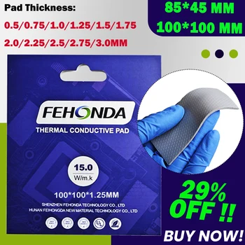 Мягкая теплопроводящая прокладка Fehonda HQ 15 Вт 12 Вт 8 Вт 0.5/0.75/1.0/1.25/1.5/1.75/2.0/3.0 Мм графический процессор RTX4090 Силиконовый термальный лист