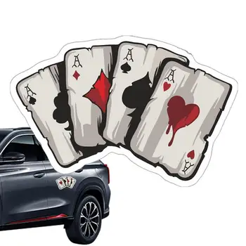 Наклейка на автомобиль Ace, Светоотражающая наклейка для покерных карт из ПВХ, Липкая крышка от царапин на автомобиле, Внешнее украшение двери автомобиля, кузова, бампера, окна.