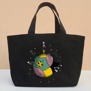 Маленький принц, черная сумка для покупок с художественным принтом, женские холщовые сумки-тоут, эко-сумка с принтом, сумки через плечо для покупателей из мультфильмов