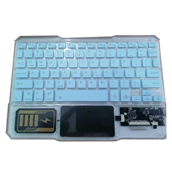 Беспроводная сенсорная клавиатура Клавиатура с подсветкой RGB-клавиатура Прозрачная кристальная Bluetooth-клавиатура Универсальная для ПК, синего цвета