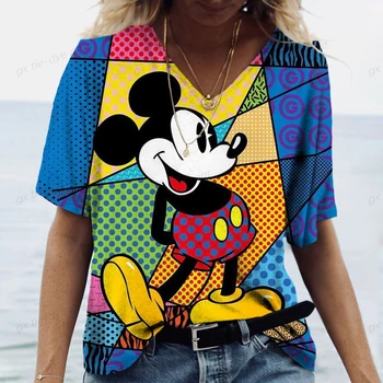 Женская рубашка с принтом Disney Minnie Mickey Mouse, семейная эстетическая одежда, футболки Kawaii Harajuku, летние модные трендовые футболки