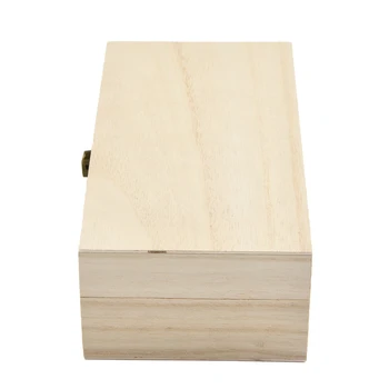 Деревянный ящик для хранения с откидной крышкой, Ручная Полировка, Металлическая пряжка, Натуральная / Светлая / Темная Прямоугольная форма в стиле ретро 20 * 10 * 6 см