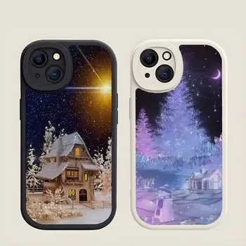 Зимний Снежный Веселый Рождественский Чехол Для Телефона Кожаный Для Iphone 12 Pro 14 Max 13 Mini 11 14 X XR XS 7 8 Plus Мягкая Силиконовая Задняя Крышка