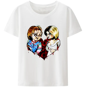 Женская футболка Chucky Horror Movie Child's Play с принтом Harajuku Couple Tumblr, Футболка Унисекс с коротким рукавом, Повседневные футболки с графическим рисунком