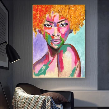 Африканское искусство Абстрактная картина маслом на холсте Женский портрет Плакаты и принты Cuadros Настенные художественные картины для домашней гостиной