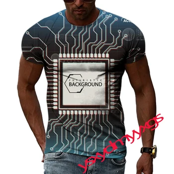 Летняя мужская футболка с рисунком научной фантастики в стиле хип-хоп, 3D-принт, забавные футболки с круглым вырезом и коротким рукавом, топы