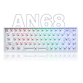Комплект механической клавиатуры AN68 Проводная и беспроводная Bluetooth 5,0 с подсветкой Rgb с возможностью горячей замены, Настраиваемый аксессуар для клавиатуры 68 клавиш