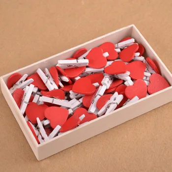 20ШТ новых офисных аксессуаров cute mini red lover в форме сердца деревянные зажимы memo clip оптовая цена