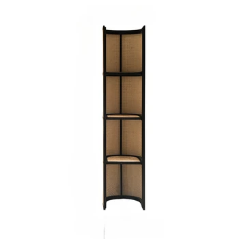 Полка из ротанга в скандинавском стиле, шкаф из массива дерева, витрина для гостиной, многоэтажная книжная полка