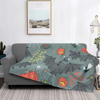Одеяло на Хэллоуин из Флиса, всесезонная летучая мышь, милые тонкие одеяла для постельных принадлежностей, уличные покрывала