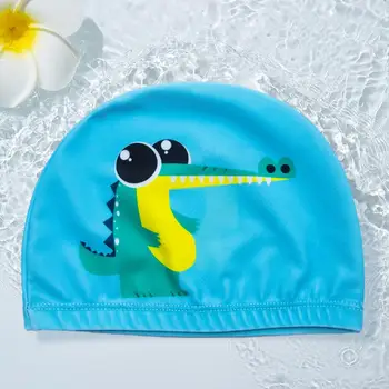 Эластичная шапочка для плавания, Дышащая детская шапочка для бассейна с мультяшным принтом, Высокая эластичность, быстросохнущая Защита ушей для детей