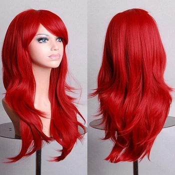 Soowee 70 см Длинные Рыжие кудрявые парики на Хэллоуин, накладные шиньоны, парик для косплея из синтетических волос, Перук для женщин