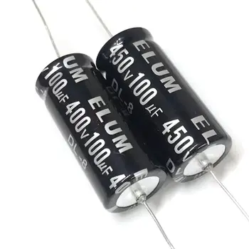 2ШТ осевой конденсатор ELUM 400V 100uf конденсатор с горизонтальной поляризацией фильтрующий конденсатор 450 v 100uf 18x41 мм