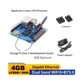 Для Orange Pi Zero 3-4 ГБ Оперативной Памяти Одноплатный Компьютер H618 С Чипом Wifi-BT5.0 LPDDR4 Gigabit Development Board Set US Plug