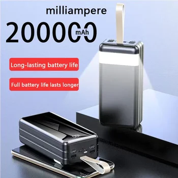 200000mAh Power Bank 4 USB Super Fast Chargr PowerBank Портативное зарядное устройство с цифровым дисплеем Внешний аккумулятор для iPhone Samsung