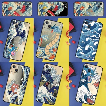 Японская волна Аниме Дракон Чехол Для Телефона iPhone 14 15 12 11 13 Pro Max Чехол Для iPhone X XR XS Max 13 12 Mini 7 8 Plus