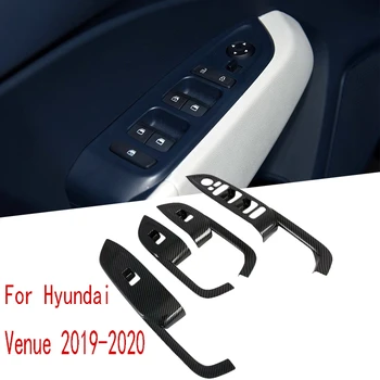 1 Комплект Подлокотника межкомнатной двери из углеродного волокна, панели переключателя стеклоподъемника, накладка для Hyundai Venue 2019-2020