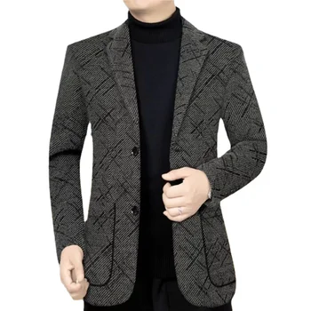 2024 Новый мужской модный шерстяной деловой повседневный костюм Элегантного приталенного свадебного джентльмена в корейском стиле, трендовый блейзер для ведущего X13