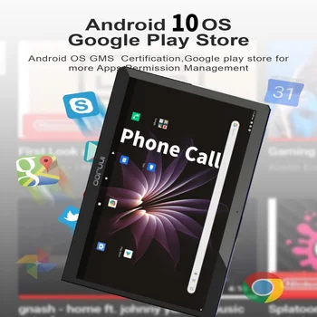 10,1-ДЮЙМОВЫЙ F106 Plus 3G Телефонный звонок Android 10 Планшетный ПК MTK6580 Оперативная память 2 ГБ Встроенная память 16 ГБ Четырехъядерный Аккумулятор 4000 мАч Двойная Камера