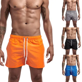 Мужские однотонные пляжные брюки из трех частей, свободные спортивные шорты с прямой трубкой