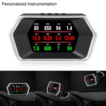 Автомобильный Электронный RPM KM/H MPH Автомобильный HUD-Дисплей OBD2 + GPS Двухрежимный Температура воды Превышение Скорости Напряжение Охранная Сигнализация