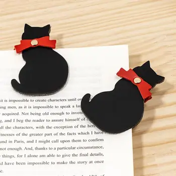 2 шт./упак. Креативные закладки из искусственной кожи в форме маленького черного кота из мультфильма, отметки для чтения студентами, изысканные канцелярские закладки