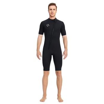 Мужской 3 мм цельный водолазный костюм с короткими рукавами, защита от солнца, теплый гидрокостюм для серфинга, утолщенный купальный костюм среднего размера.