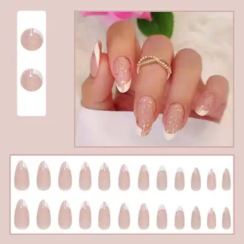 Маникюрные Инструменты Press On Nails Искусственные Ногти Корейские Накладные Ногти Миндалевидные Накладные Ногти Украшения Для ногтей Цветы Накладные Ногти