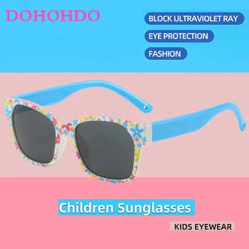 Детские Квадратные Модные солнцезащитные очки 2023 Летние Детские солнцезащитные очки Милые Цветы Солнцезащитные очки для мальчиков и девочек 3-12 лет UV400