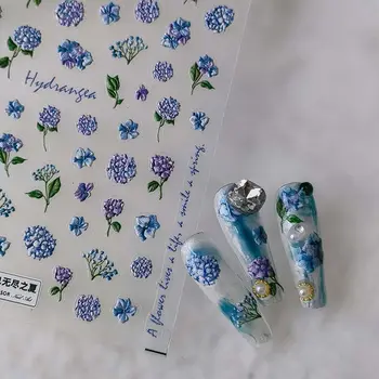 Женская мода 3D Рельефные Цветы Ириса Тюльпаны Наклейки для ногтей Украшения для ногтей Цветы Наклейки для ногтей Аксессуары для маникюра