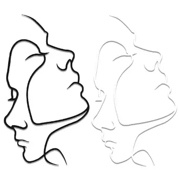 однострочный художественный декор лицевой стены Пара дизайнерских линий для лица график Минималистичный Современный Абстрактный Линейный Арт Современная стена для рисования линий
