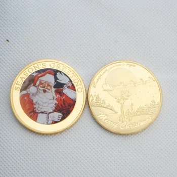 5ШТ Коллекционная позолоченная Сувенирная монета Санта-Клауса, желающая Северный Полюс, Коллекция подарков, Счастливого Рождества, Памятные подарки