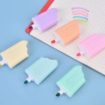 6 Шт. кавайных маркерных ручек неонового цвета, маркеры, как показано на рисунке, яркие ручки для рисования в форме мультяшного мороженого