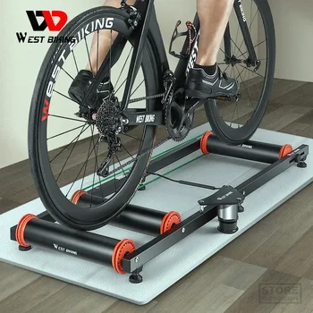 WEST BIKING Велосипедный Тренировочный ролик Для помещений Складной Велотренажер из алюминиевого сплава 6061 MTB для шоссейного велосипеда 