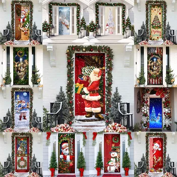 Съемная виниловая самоклеящаяся наклейка на дверь, обои с 3D Рождественской печатью, настенная роспись для украшения дома, гостиной, спальни