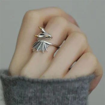 Неувядающая индивидуальность, Ретро-маленькое кольцо с летающим драконом, Открытое регулируемое кольцо в стиле хип-хоп Для мужчин, изысканные винтажные украшения