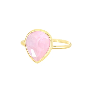 Каплевидное кольцо из натурального Розового кварца Ручной работы, Ювелирные изделия из драгоценных камней, Подарки для женщин и мужчин