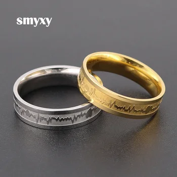 Мужское или женское классическое кольцо из титановой стали, волновое кольцо для электрокардиограммы, кольцо для сердцебиения, кольца для свадебных пар, лучший подарок любителю бижутерии